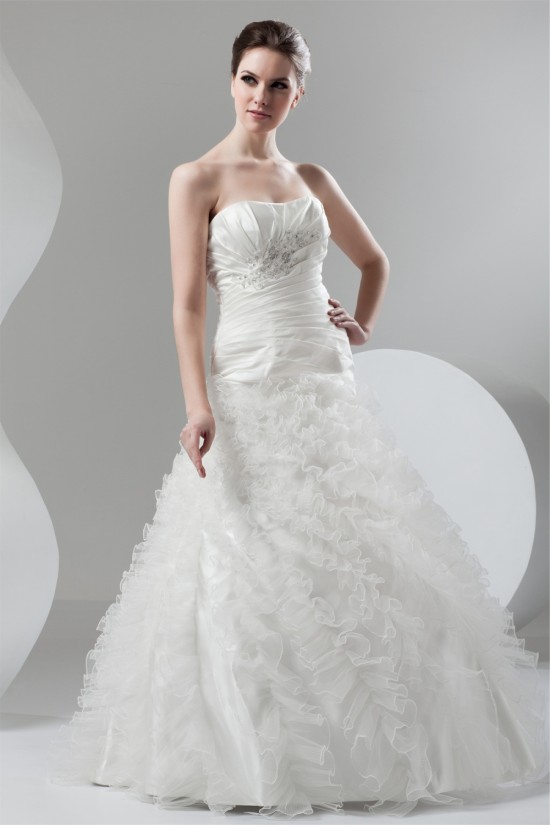 Soft Sweetheart Ball Gown Sleeveless Organza Taffeta Wedding Dresses 2030981