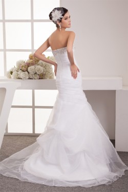 Soft Sweetheart Mermaid/Trumpet Satin Organza Wedding Dresses 2030982