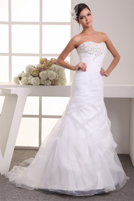 Soft Sweetheart Mermaid/Trumpet Satin Organza Wedding Dresses 2030982