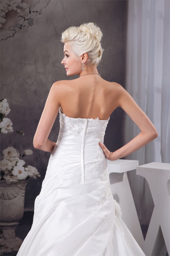 Satin Taffeta A-Line Strapless Wedding Dresses 2030984