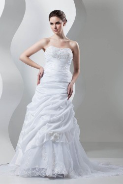 Soft Strapless Sleeveless Court Train Wedding Dresses 2030985