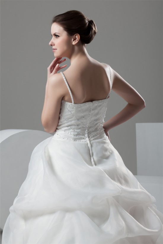 Spaghetti Straps Ball Gown Sleeveless Satin Organza Beaded Wedding Dresses 2030987 Spaghetti Straps Ball Gown Sleeveless Satin Organza Beaded Wedding Dresses 2030987