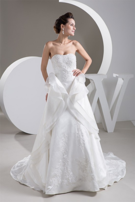 Strapless A-Line Satin Sleeveless Beautiful Wedding Dresses 2030990 Strapless A-Line Satin Sleeveless Beautiful Wedding Dresses 2030990