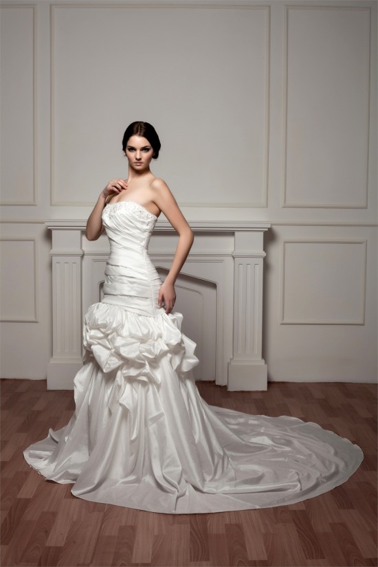 Strapless A-Line Sleeveless Satin Taffeta Beautiful Wedding Dresses 2030993 Strapless A-Line Sleeveless Satin Taffeta Beautiful Wedding Dresses 2030993