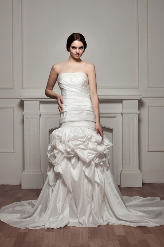 Strapless A-Line Sleeveless Satin Taffeta Beautiful Wedding Dresses 2030993 Strapless A-Line Sleeveless Satin Taffeta Beautiful Wedding Dresses 2030993