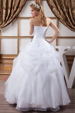 Strapless Ball Gown Sleeveless Satin Organza Beautiful Wedding Dresses 2030995