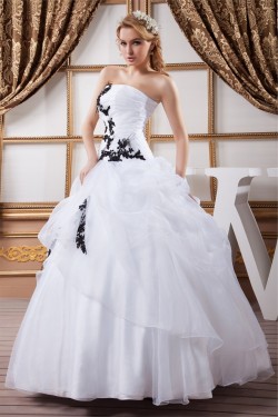Strapless Ball Gown Sleeveless Satin Organza Beautiful Wedding Dresses 2030995