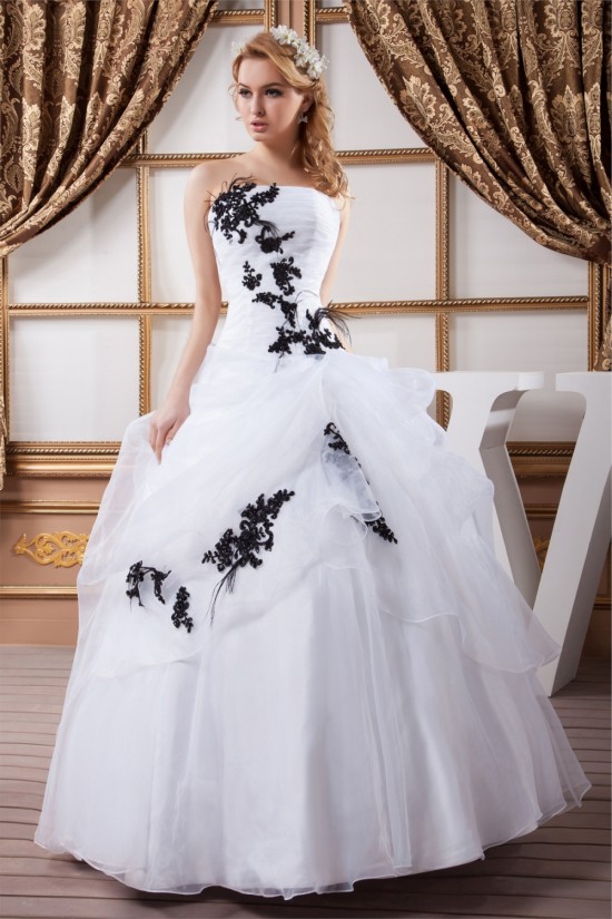 Strapless Ball Gown Sleeveless Satin Organza Beautiful Wedding Dresses 2030995
