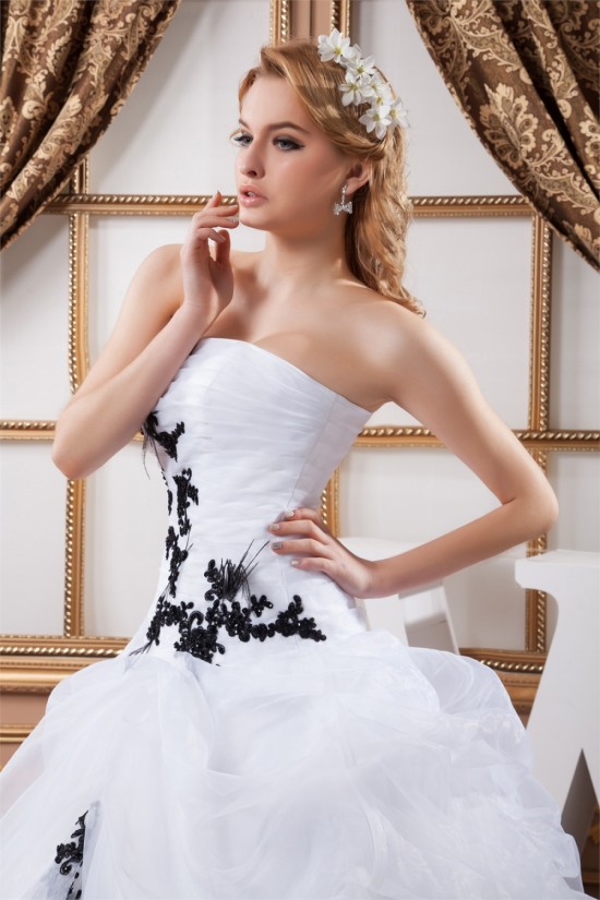 Strapless Ball Gown Sleeveless Satin Organza Beautiful Wedding Dresses 2030995