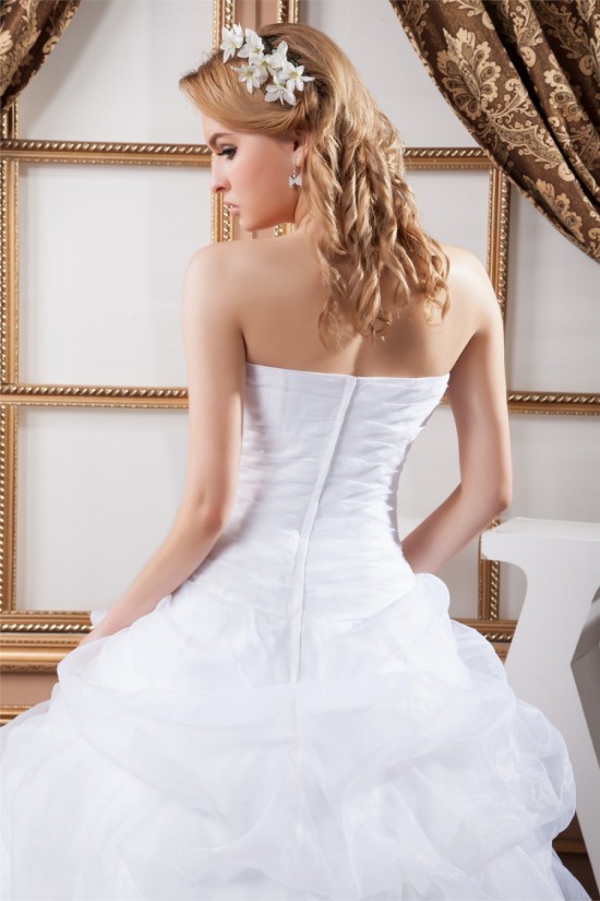 Strapless Ball Gown Sleeveless Satin Organza Beautiful Wedding Dresses 2030995