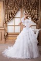 A-Line Strapless Satin Organza Princess Lace Wedding Dresses 2030997