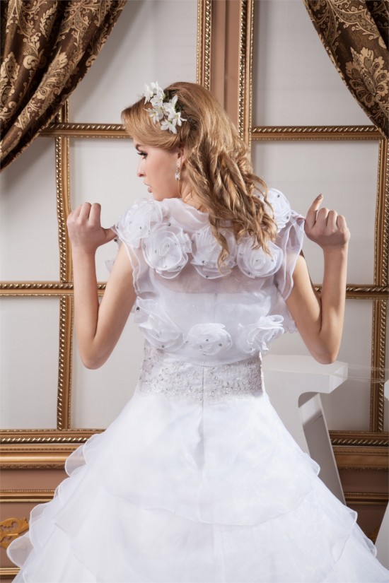 A-Line Strapless Satin Organza Princess Lace Wedding Dresses 2030997