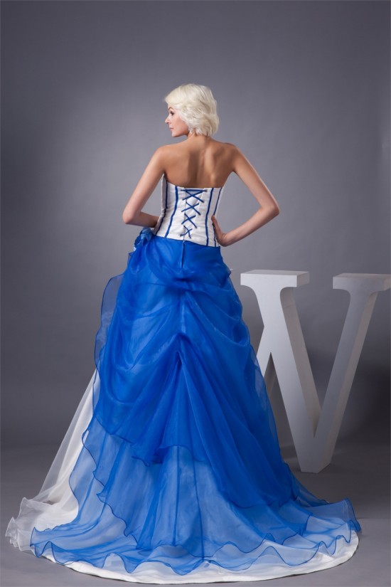 Strapless Satin Sleeveless A-Line Handmade Flowers Wedding Dresses 2030998 Strapless Satin Sleeveless A-Line Handmade Flowers Wedding Dresses 2030998