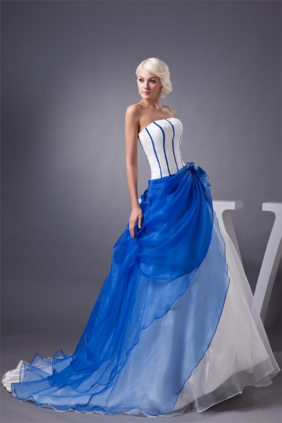 Strapless Satin Sleeveless A-Line Handmade Flowers Wedding Dresses 2030998 Strapless Satin Sleeveless A-Line Handmade Flowers Wedding Dresses 2030998