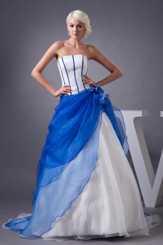 Strapless Satin Sleeveless A-Line Handmade Flowers Wedding Dresses 2030998 Strapless Satin Sleeveless A-Line Handmade Flowers Wedding Dresses 2030998