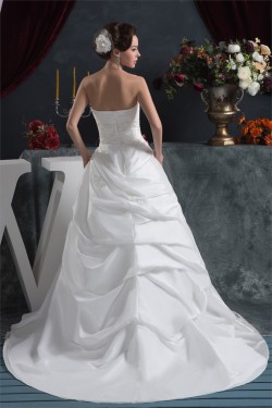 Strapless Satin Taffeta A-Line Sleeveless Lace Beautiful Wedding Dresses 2030999
