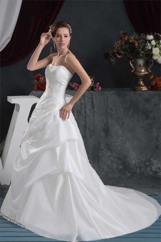 Strapless Satin Taffeta A-Line Sleeveless Lace Beautiful Wedding Dresses 2030999 Strapless Satin Taffeta A-Line Sleeveless Lace Beautiful Wedding Dresses 2030999