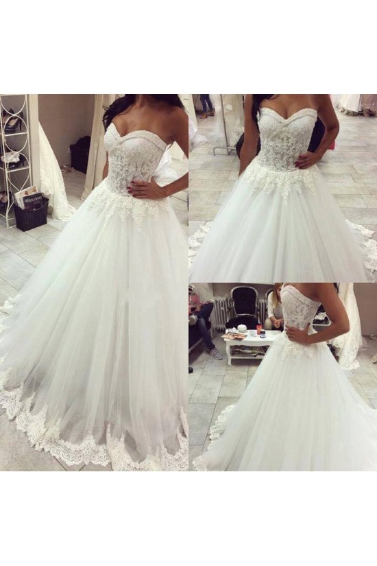 Ball Gown Sweetheart Lace Tulle Wedding Dresses Bridal Gowns 3030002