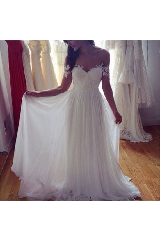A-Line Off-the-Shoulder Lace Chiffon Wedding Dresses Bridal Gowns 3030003 A-Line Off-the-Shoulder Lace Chiffon Wedding Dresses Bridal Gowns 3030003