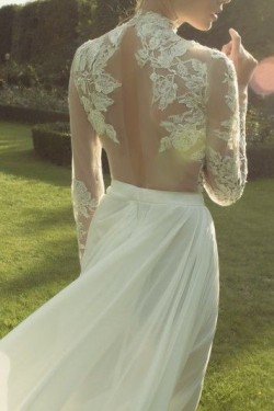 High Neck Illusion Bodice Lace Wedding Dresses Bridal Gowns 3030004