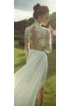 High Neck Illusion Bodice Lace Wedding Dresses Bridal Gowns 3030004