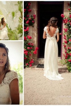 Sheath/Column V-Neck Lace Wedding Dresses Bridal Gowns 3030005