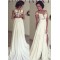 Elegant Illusion Bodice Lace Chiffon Wedding Dresses Bridal Gowns 3030006