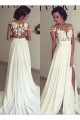 Elegant Illusion Bodice Lace Chiffon Wedding Dresses Bridal Gowns 3030006