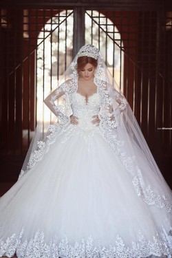 Ball Gown Long Sleeves Lace Wedding Dresses Bridal Gowns 3030011