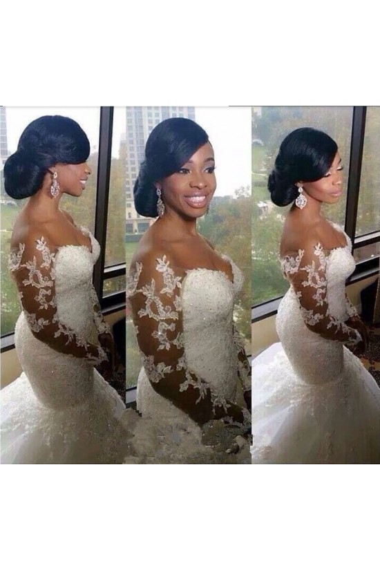 Long Sleeves Mermaid Lace Wedding Dresses Bridal Gowns 3030012