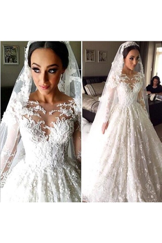 Long Sleeves Lace Wedding Dresses Bridal Gowns 3030013