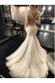 Long Sleeves Mermaid V-Neck Lace Wedding Dresses Bridal Gowns 3030021
