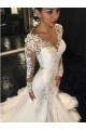 Mermaid Long Sleeves V-Neck Lace Wedding Dresses Bridal Gowns 3030027