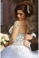 Long Sleeves Sheer Crystal Wedding Dresses Bridal Gowns 3030033