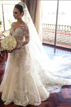 Long Sleeves Lace Wedding Dresses Bridal Gowns 3030034