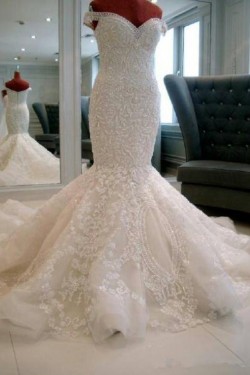Mermaid Off-the-Shoulder Lace Wedding Dresses Bridal Gowns 3030036