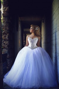 Crystal Tulle Ball Gown Wedding Dresses Bridal Gowns 3030049