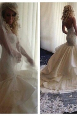 Mermaid Spaghetti Straps Lace Wedding Dresses Bridal Gowns 3030051