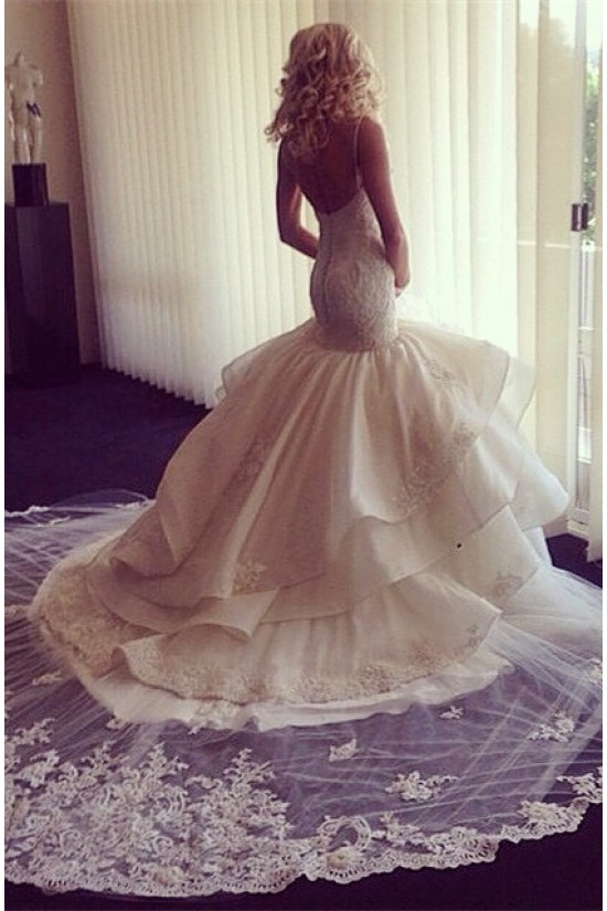 Mermaid Spaghetti Straps Lace Wedding Dresses Bridal Gowns 3030051