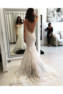 Mermaid Backless Lace Wedding Dresses Bridal Gowns 3030055
