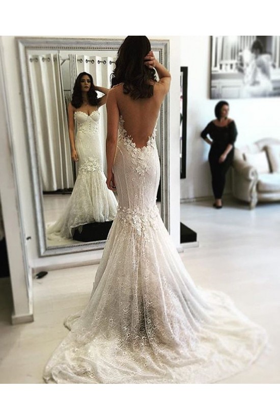 Mermaid Backless Lace Wedding Dresses Bridal Gowns 3030055
