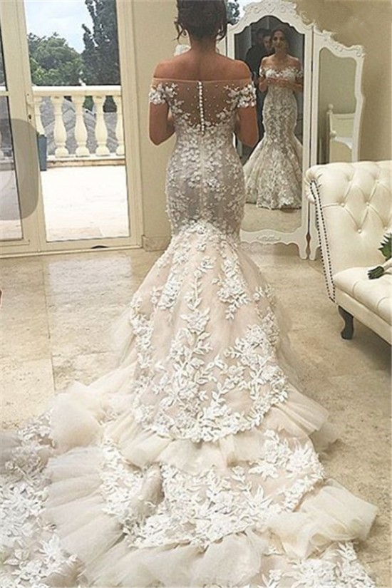 Mermaid Off-the-Shoulder Lace Wedding Dresses Bridal Gowns 3030059