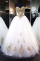 Ball Gown Sweetheart Gold Lace Appliques Wedding Dresses Bridal Gowns 3030065