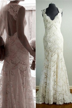Mermaid V-Neck Lace Wedding Dresses Bridal Gowns 3030068
