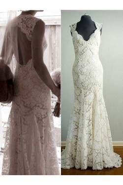 Mermaid V-Neck Lace Wedding Dresses Bridal Gowns 3030068
