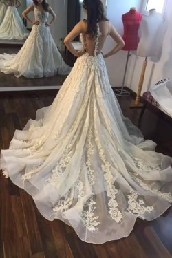 Sexy Lace V-Neck Wedding Dresses Bridal Gowns 3030072