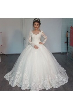 Ball Gown Long Sleeves Lace Wedding Dresses Bridal Gowns 3030073