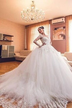 Ball Gown Long Sleeves Lace Wedding Dresses Bridal Gowns 3030074
