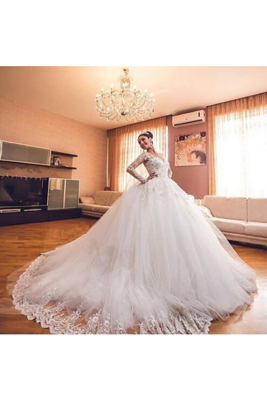Ball Gown Long Sleeves Lace Wedding Dresses Bridal Gowns 3030074