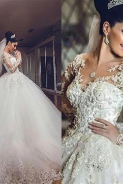 Ball Gown Long Sleeves Lace Wedding Dresses Bridal Gowns 3030074